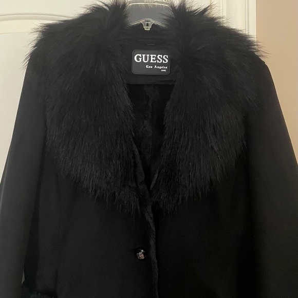 New “Guess “faux fur women’s coat.Size-XL,color black.💞 - Picture 3 of 8